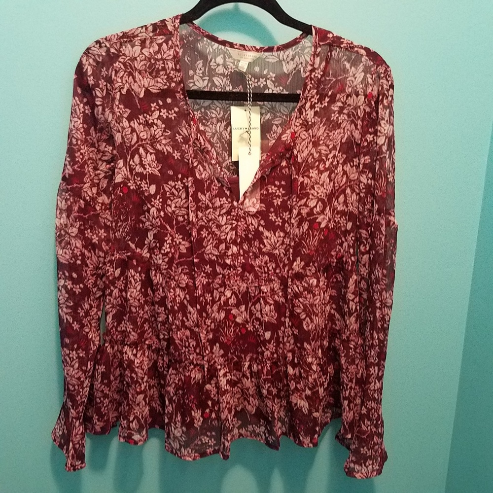 Lucky Brand Peasant Ruffle Blouse